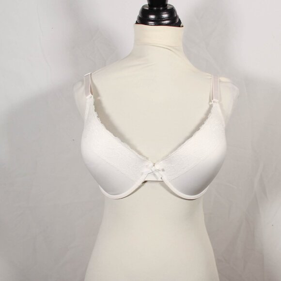 NWOT White Underwire Bra w/ Lace Trim – Size 38DD/40D, Padded - Picture 1 of 7